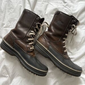 Sorel Men's Dark Brown and Black Waterproof Winter Boots